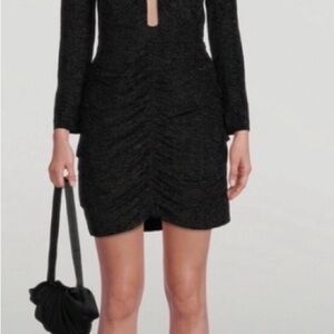 ba&sh Black LS Ruched Cut-Out Mini Dress